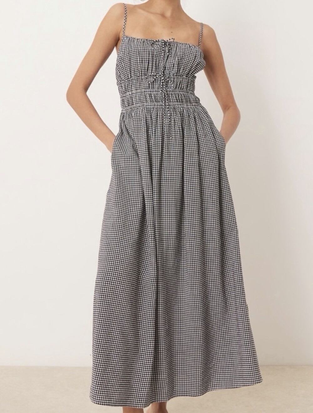 Abercrombie & Fitch Maxi Dress XS Gingham Cottagecore Milkmaid Prairie